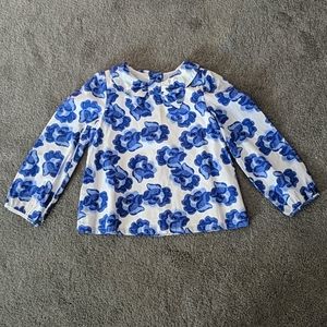 Blue Floral Peter Pan Collar Lined Blouse 5